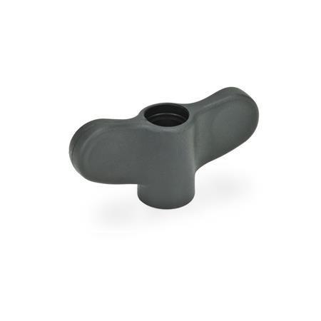 Otto Ganter Wing Nut without Cap Threaded Through Bore Bushing Stainless Steel, GN 634.1